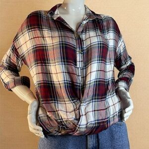Dina Be Red and Blue Plaid Blouse